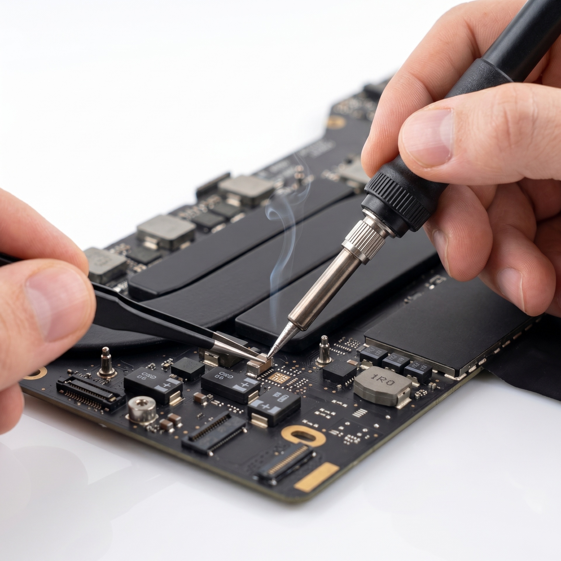 Chip-Level Lötarbeit unter dem Mikroskop